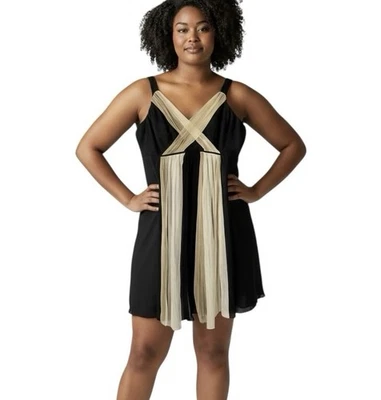 Midnight Velvet 18W Plus Black Silk Crisscross Flowy Resort Luxe Evening Dress - Image 1 of 4