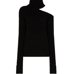 New PAIGE Women's Black Raundi Cold Shoulder Turtleneck Sweater Size S - Picture 1 of 9