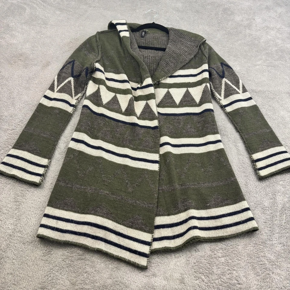 Cárdigan Elan Mezcla de Lana Suéter Para Mujer S Verde Oliva Con Capucha Azteca Boho Goblin Foto 1 de 4