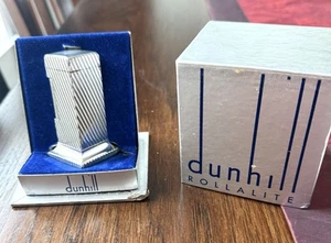 Rare Vintage Dunhill Rollalite Silver Plated Table Lighter With Original Box - Picture 1 of 23