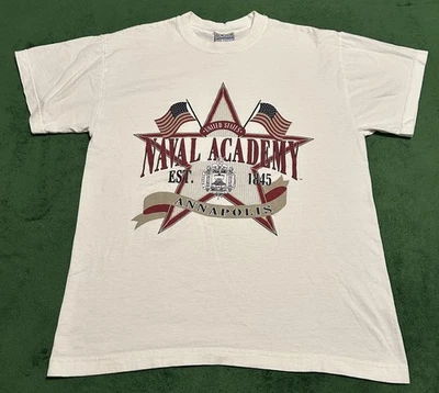 Vintage 90s Naval Academy Navy Military T-Shirt Size Mens Medium M - Image 1 of 4