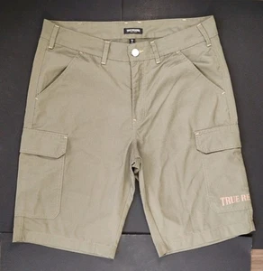 TRUE RELIGION-NWT-Men's Olive Green Polyester Blend Cargo Shorts-Size 36 - Picture 1 of 11