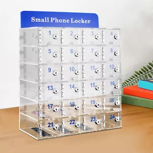 Clear Acrylic Cell Phone Locker Box Storage Cabinet Pocket w/ Door Lock 24 Slots - Picture 1 of 20