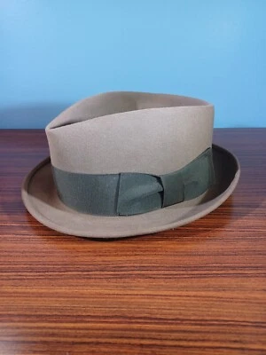 Banda verde fieltro marrón estilo clásico Creighton Fedora vintage Foto 1 de 4