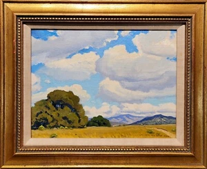 Arthur Hill Gilbert -1930s California Farm Landscape with Oaks -Oil painting - Picture 1 of 9