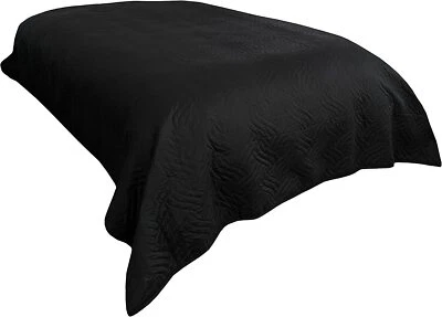Tagesdecke Bettüberwurf 220x240 cm schwarz Unifarben Steppdecke Sofaüberwurf - Bild 1 von 4