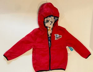NEW 365 Kids Size 4 - Boys Hooded Reversible Zip Windbreaker Jacket Red Sharks - Picture 1 of 5