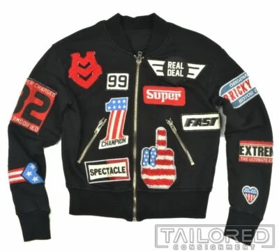 LOVE MOSCHINO Parche Negro 100% Algodón Parche Cremallera Sudadera Chaqueta - 36 Foto 1 de 4