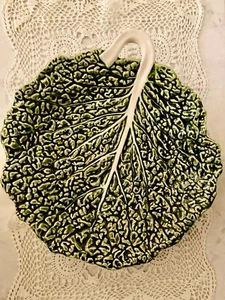 OLFAIRE Cabbage Leaf 12"Platter/Bowl w/ Handle MAJOLICA Portugal #2872 UNUSED - Picture 1 of 5