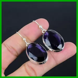 Damen Day Deal Afrikanischer Amethyst Edelstein Ohrhänger Jubiläum Ohrringe 925 Silber - Bild 1 von 6