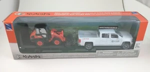 New-Ray Toys New 10" Kubota R630 W/ Chevy Silverado 1500 Pick Up Truck & Trailer - Picture 1 of 3