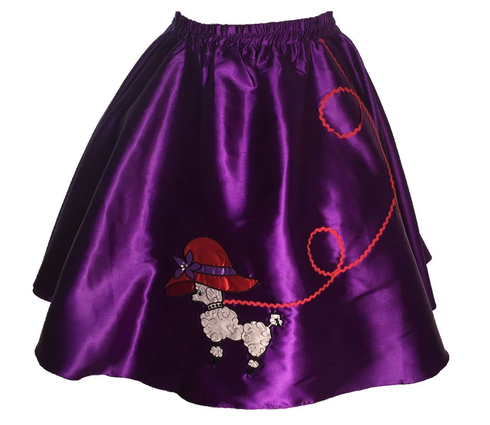 Purple Red Hat 50's Poodle Skirt Adult Size PLUS 1X/3XL Waist 40"-47" Length 25" - Image 1 of 1