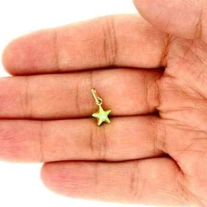 14k Yellow Gold Green Enamel Star KidsPendant Cable Chain 18" - Picture 1 of 17