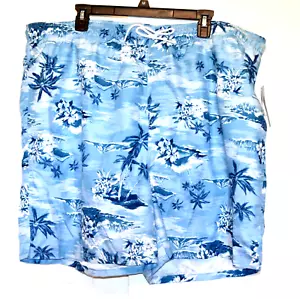 Old Navy Herren Kordelzug blau F/Oral Badehose Shorts Größe XXL Schrittlänge 7" - Bild 1 von 10