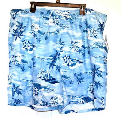 Old Navy Men’s Draw String Blue F/oral Swim Trunks Shorts Size XXL Inseam 7" - Image 1 of 4