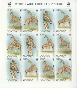 Uganda 1997 WWF Giraffes Wild Animals Fauna Stamp sheetlet - Picture 1 of 2