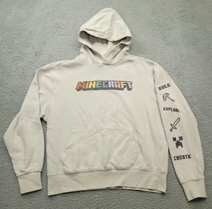 Minecraft Build Explore Create Youth M Hoodie Sweatshirt Cream Color - Picture 1 of 8