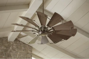 60" Large Hurricane Ceiling Fan + Remote Rustic Farmhouse Cabin Tornado Windmill - Picture 1 of 3