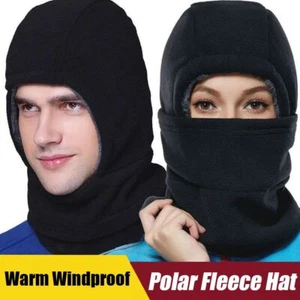 Outdoor Windproof Thickened Scarf Caps Face Mask Neck Warmer Polar Fleece Hat - Picture 1 of 15