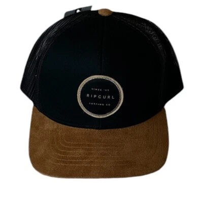 NWT Rip Curl Men’s Cap Routine Trucker Hat Black Tan Patch Logo Adjustable - Image 1 of 4