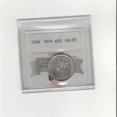 1914  Coin Mart Graded Canadian, 25 Cent, **AU-55** - Image 1 of 2