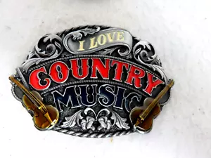 Fibbia cintura western Siskiyou amo musica country peltro massiccio vintage 1988 - Foto 1 di 5