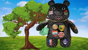 Sprayground GLOBAL MOGUL Unlimited Miles MONEYBEAR Teddy Bear BACKPACK W/Pocket - Bild 1 von 7