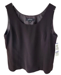 Kasper Sleeveless Suit Top 18 Brown Sleeveless Business Career Princess Seam Zip - Picture 1 of 9