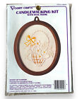 Vntg Vogart Embroidery Candlewicking Kit With Frame White Yellow Flower Basket