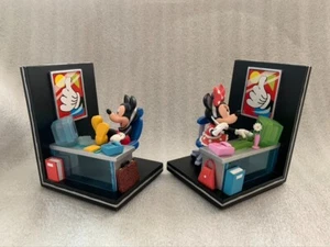 Disney Topolino e Minnie Figure Mouse anni '80 THE OFFICE Computer Bookends Statuetta - Foto 1 di 5