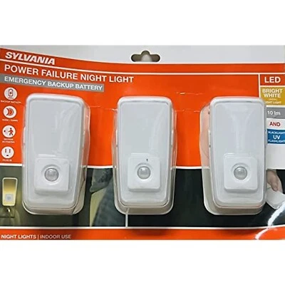 SYLVANIA Power Failure LED Night Lights Emergency Backup Motion Activated 3 pack