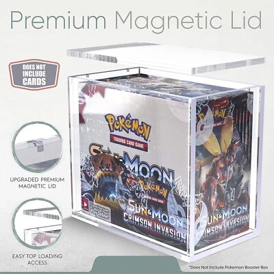 Estuche de acrílico Pokemon Booster Box Display Premium magnético transparente acrílico