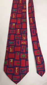 Save The Children Artwork by Aaron Age 8 "Busy Day" Cars Red Necktie Neck Tie - Picture 1 of 5