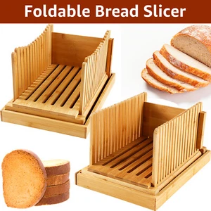 Bread Slicer Bamboo Bread Slicing Guide Foldable Toast Bread Slicer 3 leJmF+ - Picture 1 of 18