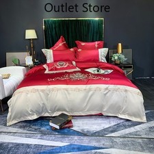 Luxury Breathable Silk Cotton Embroidery Europe Bedding Set Cover Bed Linen