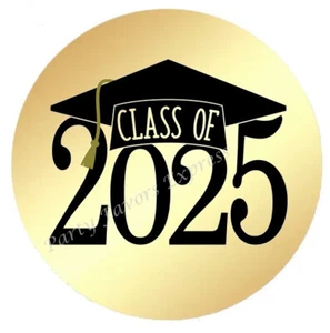 CLASS OF 2025 GRADUATION GOLD FOIL ENVELOPE SEALS LABELS STICKERS PARTY FAVORS - Picture 1 of 2