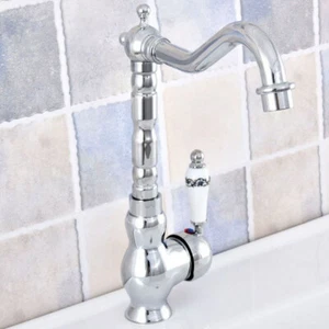 Polished Chrome Bathroom Single Handle With Swivel Spout Sink Basin Mixer Tap - Picture 1 of 8