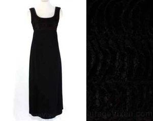 Size 6 Black Evening Dress - Audrey Style 1960s Empire Waist Gown - Frilly Lace - Picture 1 of 5