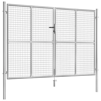 Gartentor Gartentür Zauntor Hoftor Tor Doppeltor Silbern Verzinkter Stahl - Bild 1 von 4