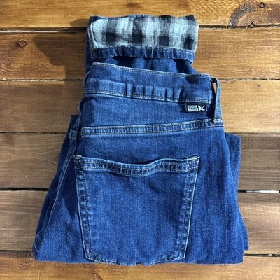 Eddie Bauer Flanned Lined Jeans Women's 6 Blue Denim Boyfriend Mid Rise Slim - Image 1 of 4