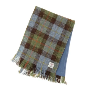 Glen Appin Harris Tweed Wool Scarf Blue/Green/Brown Check Tartan Gift Boxed - Picture 1 of 2