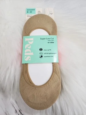 NUEVO Mujer Peds Nude Corte Súper Bajo Cojín No Show Calcetines Paquete de 3 Beige Foto 1 de 4