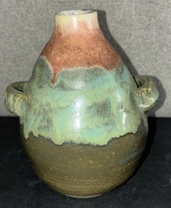 Precioso jarrón S SCIBA Studio arte cerámica con mango multicolor esmalte de ceniza de 5" H - Imagen 1 de 8