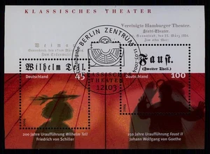 GERMANY 2004 BLOCK THEATRE WILHELM TELL & FAUST SCHILLER GOETHE used 1. day xc82 - Picture 1 of 2