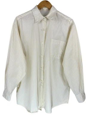 Camisa clásica de algodón a rayas J.Crew para mujer L amarilla blanca manga larga Foto 1 de 4