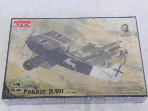 1/48 Roden WWI German Fokker D.VII Bi Plane Alb. Early Plastic Model Kit NEW 421 - Picture 1 of 1