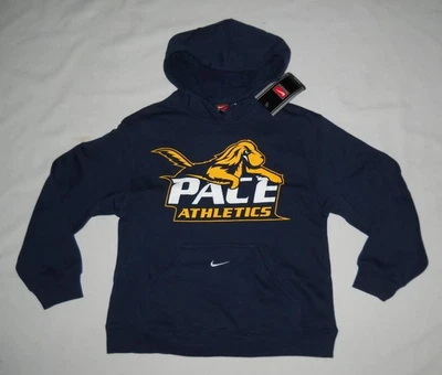 NCAA NIKE Pace University ATHLETICS Navy Hoodie Hooded Sweatshirt Youth Sizes - Image 1 of 3