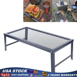 Foldable Camping Grill Fire Pit Grate Campfire Cooking Portable Stand Equipment - Picture 1 of 10