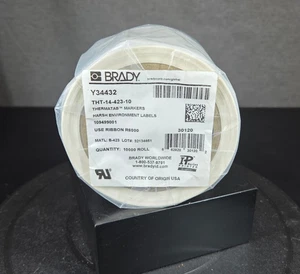 BRADY THT-14-423-10 ETICHETTE POLIESTERE BIANCO .2"x.65" 10K PER ROTOLO INTERNO/ESTERNO - Foto 1 di 6