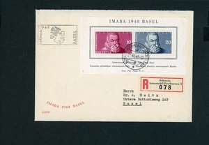 Suiza Bloque Número 13 FDC Carta Certificada Basilea - Imagen 1 de 2